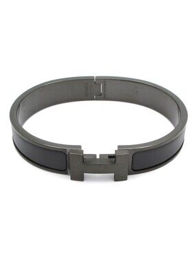 Hermes Bangle Click HH So Black Matte Enamel Bracelet